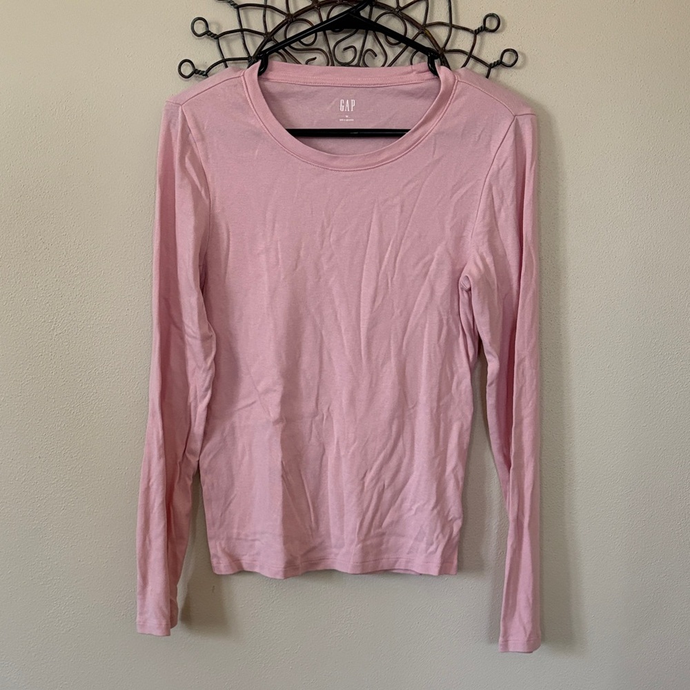 GAP Light Pink Long-Sleeve Crewneck Tee